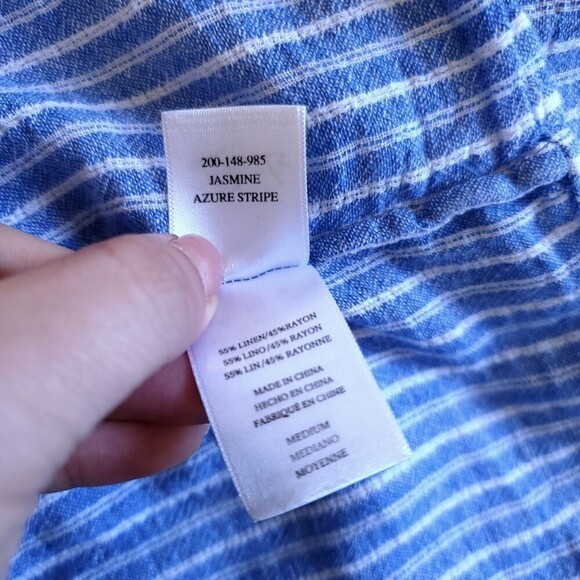 NEW Rails Linen Jasmine Fit and Flare Mini Dress Azure Stripe Blue White Medium - Picture 12 of 12
